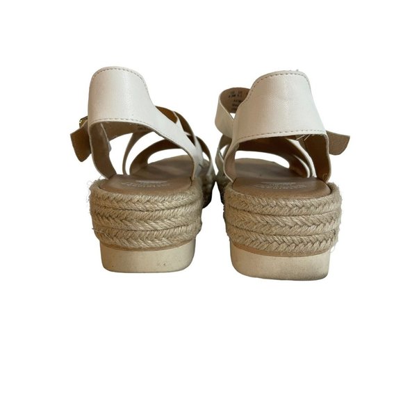 Dr. Scholl Women 9.5M Once Twice White Faux Leather Platform Espadrille Sandal - Picture 5 of 12